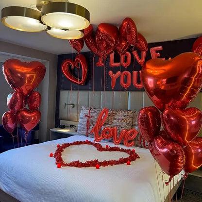 Valentine'S Day Decoration Set, Heart Shaped Balloons & I Love You Sign, Romantic Wedding Anniversary Proposals, Perfect Gift for Couples